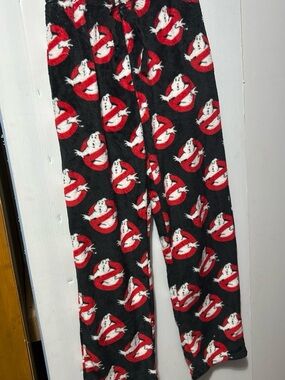 Ghostbusters Pattern Women’s Plush Lounge Pants - Black/Red